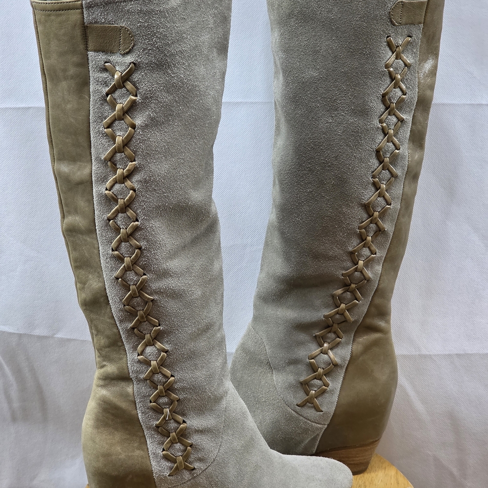 Gianni Bini Over the Knee Boots in Gray and Tan - Picture 2 of 7